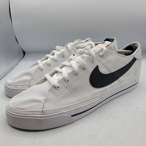 Nike Court Legacy Mens 14 White Black Canvas Casual Shoes Sneaker CW6539-101 main image 4